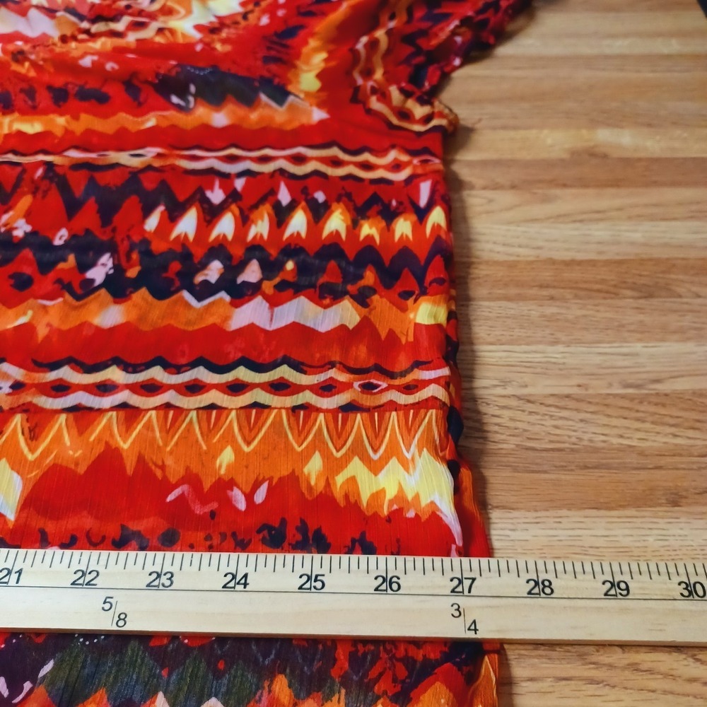 Maurices Women's Peasant Blouse Size 2XL Red Yellow Short Sleeve Tie Top Boho - Picture 7 of 11
